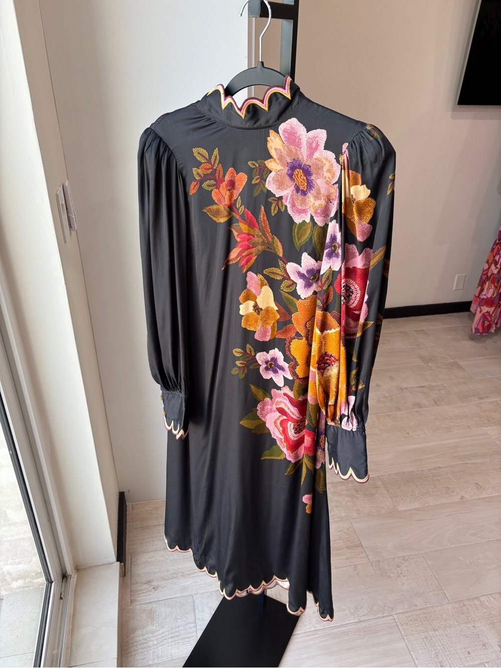 Farm Rio: Black Chenille Flowers Midi Dress - Picture 9 of 9